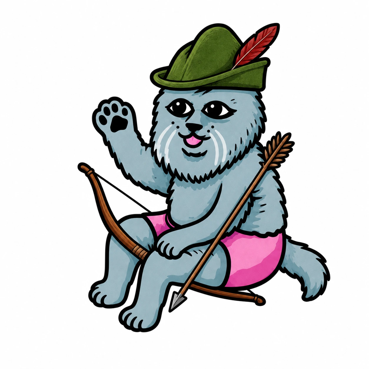 CASTCAT wearing a Robin Hood inspired archer outfit